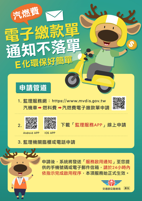 事務組公告：109年度汽（機）車燃料使用費先繳先贏百萬禮券抽獎活動宣導電子檔圖片